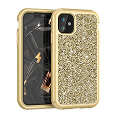 Silikon Hülle Handyhülle und Kunststoff Schutzhülle Tasche Vorder und Rückseite 360 Grad Bling-Bling für Apple iPhone 11 Gold