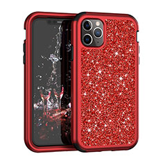 Silikon Hülle Handyhülle und Kunststoff Schutzhülle Tasche Vorder und Rückseite 360 Grad Bling-Bling für Apple iPhone 11 Pro Rot