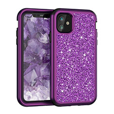 Silikon Hülle Handyhülle und Kunststoff Schutzhülle Tasche Vorder und Rückseite 360 Grad Bling-Bling für Apple iPhone 11 Violett
