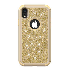 Silikon Hülle Handyhülle und Kunststoff Schutzhülle Tasche Vorder und Rückseite 360 Grad Bling-Bling für Apple iPhone XR Gold