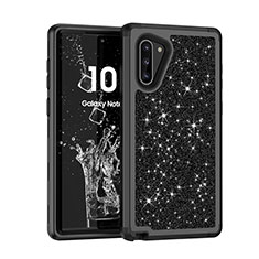 Silikon Hülle Handyhülle und Kunststoff Schutzhülle Tasche Vorder und Rückseite 360 Grad Bling-Bling für Samsung Galaxy Note 10 5G Schwarz