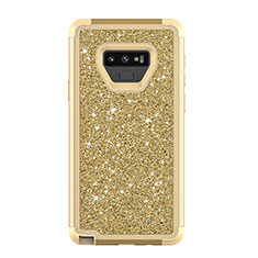 Silikon Hülle Handyhülle und Kunststoff Schutzhülle Tasche Vorder und Rückseite 360 Grad Bling-Bling für Samsung Galaxy Note 9 Gold