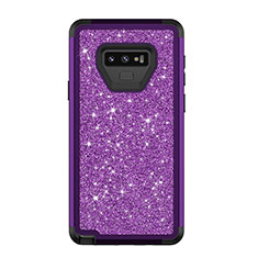 Silikon Hülle Handyhülle und Kunststoff Schutzhülle Tasche Vorder und Rückseite 360 Grad Bling-Bling für Samsung Galaxy Note 9 Violett