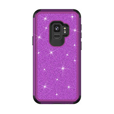 Silikon Hülle Handyhülle und Kunststoff Schutzhülle Tasche Vorder und Rückseite 360 Grad Bling-Bling für Samsung Galaxy S9 Violett