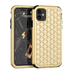Silikon Hülle Handyhülle und Kunststoff Schutzhülle Tasche Vorder und Rückseite 360 Grad Bling-Bling U01 für Apple iPhone 11 Gold und Schwarz