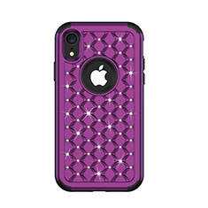 Silikon Hülle Handyhülle und Kunststoff Schutzhülle Tasche Vorder und Rückseite 360 Grad Bling-Bling U01 für Apple iPhone XR Violett