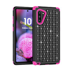 Silikon Hülle Handyhülle und Kunststoff Schutzhülle Tasche Vorder und Rückseite 360 Grad Bling-Bling U01 für Samsung Galaxy Note 10 5G Pink