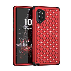 Silikon Hülle Handyhülle und Kunststoff Schutzhülle Tasche Vorder und Rückseite 360 Grad Bling-Bling U01 für Samsung Galaxy Note 10 Plus 5G Rot