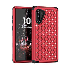 Silikon Hülle Handyhülle und Kunststoff Schutzhülle Tasche Vorder und Rückseite 360 Grad Bling-Bling U01 für Samsung Galaxy Note 10 Rot