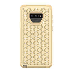 Silikon Hülle Handyhülle und Kunststoff Schutzhülle Tasche Vorder und Rückseite 360 Grad Bling-Bling U01 für Samsung Galaxy Note 9 Gold