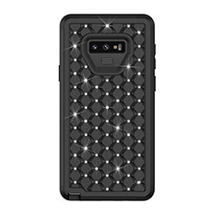 Silikon Hülle Handyhülle und Kunststoff Schutzhülle Tasche Vorder und Rückseite 360 Grad Bling-Bling U01 für Samsung Galaxy Note 9 Schwarz