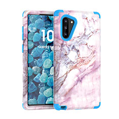 Silikon Hülle Handyhülle und Kunststoff Schutzhülle Tasche Vorder und Rückseite 360 Grad für Samsung Galaxy Note 10 5G Blau