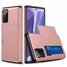 Silikon Hülle Handyhülle und Kunststoff Schutzhülle Tasche Vorder und Rückseite 360 Grad Ganzkörper N01 für Samsung Galaxy Note 20 5G Rosegold