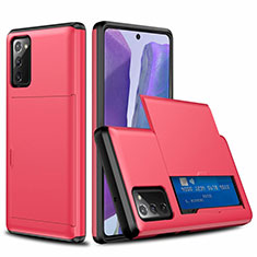 Silikon Hülle Handyhülle und Kunststoff Schutzhülle Tasche Vorder und Rückseite 360 Grad Ganzkörper N01 für Samsung Galaxy Note 20 5G Rot