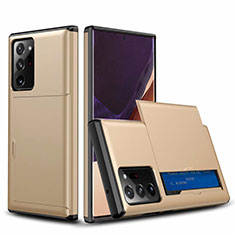 Silikon Hülle Handyhülle und Kunststoff Schutzhülle Tasche Vorder und Rückseite 360 Grad Ganzkörper N01 für Samsung Galaxy Note 20 Ultra 5G Gold