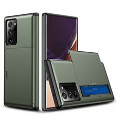 Silikon Hülle Handyhülle und Kunststoff Schutzhülle Tasche Vorder und Rückseite 360 Grad Ganzkörper N01 für Samsung Galaxy Note 20 Ultra 5G Nachtgrün