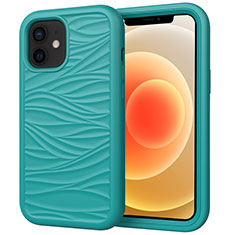 Silikon Hülle Handyhülle und Kunststoff Schutzhülle Tasche Vorder und Rückseite 360 Grad Ganzkörper R01 für Apple iPhone 12 Cyan