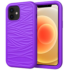 Silikon Hülle Handyhülle und Kunststoff Schutzhülle Tasche Vorder und Rückseite 360 Grad Ganzkörper R01 für Apple iPhone 12 Mini Violett