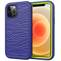 Silikon Hülle Handyhülle und Kunststoff Schutzhülle Tasche Vorder und Rückseite 360 Grad Ganzkörper R01 für Apple iPhone 12 Pro Königs Blau