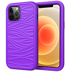 Silikon Hülle Handyhülle und Kunststoff Schutzhülle Tasche Vorder und Rückseite 360 Grad Ganzkörper R01 für Apple iPhone 12 Pro Max Violett