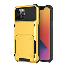 Silikon Hülle Handyhülle und Kunststoff Schutzhülle Tasche Vorder und Rückseite 360 Grad Ganzkörper R03 für Apple iPhone 12 Pro Gelb