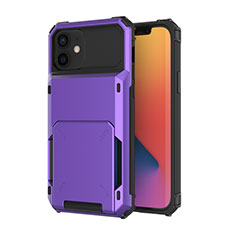 Silikon Hülle Handyhülle und Kunststoff Schutzhülle Tasche Vorder und Rückseite 360 Grad Ganzkörper R03 für Apple iPhone 12 Violett