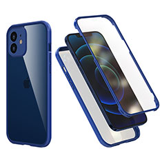 Silikon Hülle Handyhülle und Kunststoff Schutzhülle Tasche Vorder und Rückseite 360 Grad Ganzkörper R05 für Apple iPhone 12 Blau