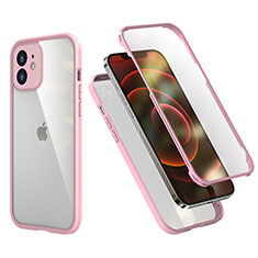 Silikon Hülle Handyhülle und Kunststoff Schutzhülle Tasche Vorder und Rückseite 360 Grad Ganzkörper R05 für Apple iPhone 12 Mini Rosa