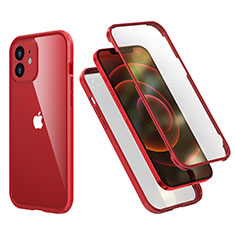 Silikon Hülle Handyhülle und Kunststoff Schutzhülle Tasche Vorder und Rückseite 360 Grad Ganzkörper R05 für Apple iPhone 12 Mini Rot