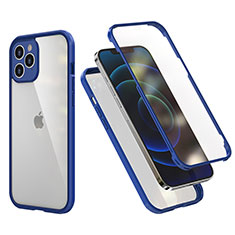 Silikon Hülle Handyhülle und Kunststoff Schutzhülle Tasche Vorder und Rückseite 360 Grad Ganzkörper R05 für Apple iPhone 12 Pro Blau