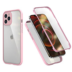 Silikon Hülle Handyhülle und Kunststoff Schutzhülle Tasche Vorder und Rückseite 360 Grad Ganzkörper R05 für Apple iPhone 12 Pro Max Rosa