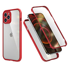 Silikon Hülle Handyhülle und Kunststoff Schutzhülle Tasche Vorder und Rückseite 360 Grad Ganzkörper R05 für Apple iPhone 12 Pro Max Rot