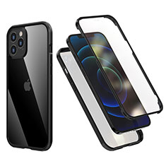 Silikon Hülle Handyhülle und Kunststoff Schutzhülle Tasche Vorder und Rückseite 360 Grad Ganzkörper R05 für Apple iPhone 12 Pro Schwarz