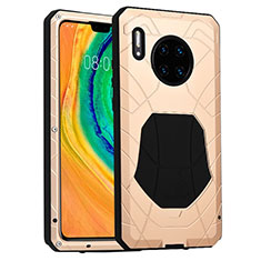 Silikon Hülle Handyhülle und Kunststoff Schutzhülle Tasche Vorder und Rückseite 360 Grad R01 für Huawei Mate 30 5G Gold