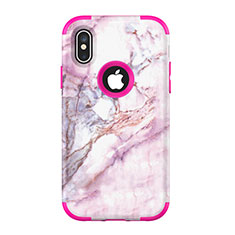 Silikon Hülle Handyhülle und Kunststoff Schutzhülle Tasche Vorder und Rückseite 360 Grad U01 für Apple iPhone Xs Max Pink