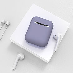 Silikon Hülle Schutzhülle Skin mit Karabiner für AirPods Ladekoffer C01 Violett