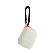 Silikon Hülle Schutzhülle Skin mit Karabiner für AirPods Ladekoffer Fluoreszenz A01 Weiß