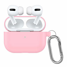 Silikon Hülle Schutzhülle Skin mit Karabiner für AirPods Pro Ladekoffer Rosa