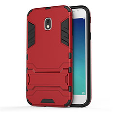 Silikon Hülle und Kunststoff Schutzhülle mit Ständer für Samsung Galaxy J3 (2017) J330F DS Rot