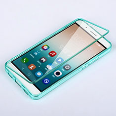 Silikon Schutzhülle Flip Tasche Durchsichtig Transparent für Huawei Honor 7i shot X Hellblau