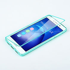 Silikon Schutzhülle Flip Tasche Durchsichtig Transparent für Huawei Mate 9 Lite Hellblau