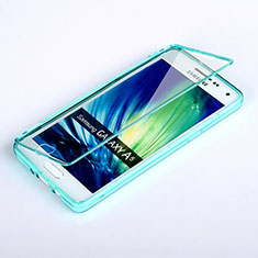 Silikon Schutzhülle Flip Tasche Durchsichtig Transparent für Samsung Galaxy A5 Duos SM-500F Hellblau