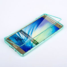 Silikon Schutzhülle Flip Tasche Durchsichtig Transparent für Samsung Galaxy A7 Duos SM-A700F A700FD Hellblau