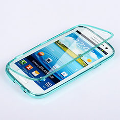 Silikon Schutzhülle Flip Tasche Durchsichtig Transparent für Samsung Galaxy S3 4G i9305 Hellblau