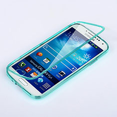 Silikon Schutzhülle Flip Tasche Durchsichtig Transparent für Samsung Galaxy S4 IV Advance i9500 Hellblau