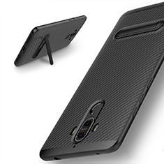 Silikon Schutzhülle Gummi Tasche Köper mit Ständer für Huawei Mate 9 Schwarz