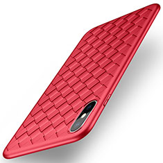 Silikon Schutzhülle Gummi Tasche Leder für Apple iPhone Xs Rot