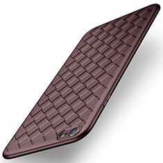 Silikon Schutzhülle Gummi Tasche Leder W02 für Apple iPhone 6 Plus Braun