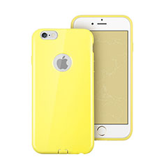 Silikon Schutzhülle Gummi Tasche Loch für Apple iPhone 6 Gelb