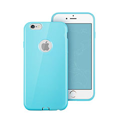 Silikon Schutzhülle Gummi Tasche Loch für Apple iPhone 6S Hellblau